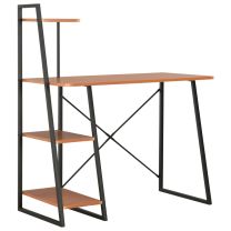  Bureau met schappen 102x50x117 cm zwart en bruin