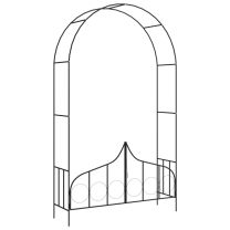  Tuinboog met hek 138x40x238 cm ijzer zwart