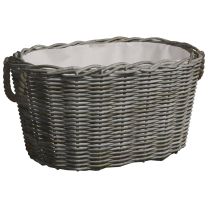  Houtmand met handvatten 60x40x28 cm wilgenhout grijs
