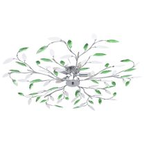  Plafondlamp met acryl kristallen bladarmen voor 5xE14 groen
