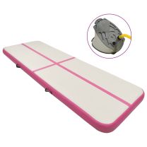  Gymnastiekmat met pomp opblaasbaar 400x100x20 cm PVC roze
