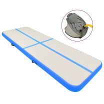  Gymnastiekmat met pomp opblaasbaar 400x100x20 cm PVC blauw