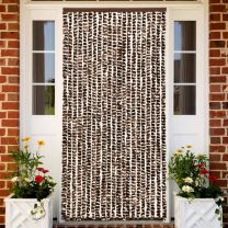  Vliegengordijn 90x220 cm chenille bruin en wit