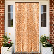  Vliegengordijn 90x220 cm chenille oker en wit