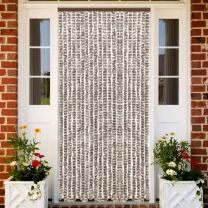  Vliegengordijn 90x220 cm chenille taupe en wit