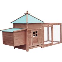  Kippenhok met nestkast 193x68x104 massief vurenhout mokka