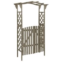  Pergola met poort 116x40x204 cm massief vurenhout grijs