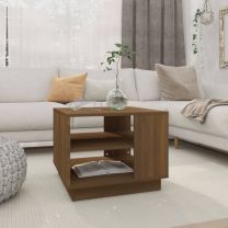 Salontafel 55x55x43 cm bewerkt hout bruin eikenkleur