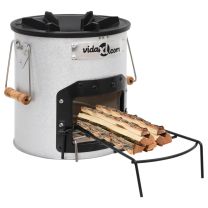  Camping houtkachel 45x25x26 cm staal zilverkleurig