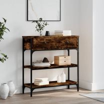  Wandtafel 72,5x25x75 cm bewerkt hout gerookt eikenkleurig