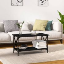  Salontafel 80x45x45 cm bewerkt hout en ijzer zwart